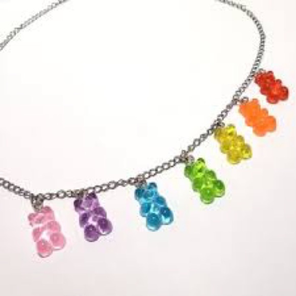 GUMMIE BEAR resin clear necklace rainbow pride charm